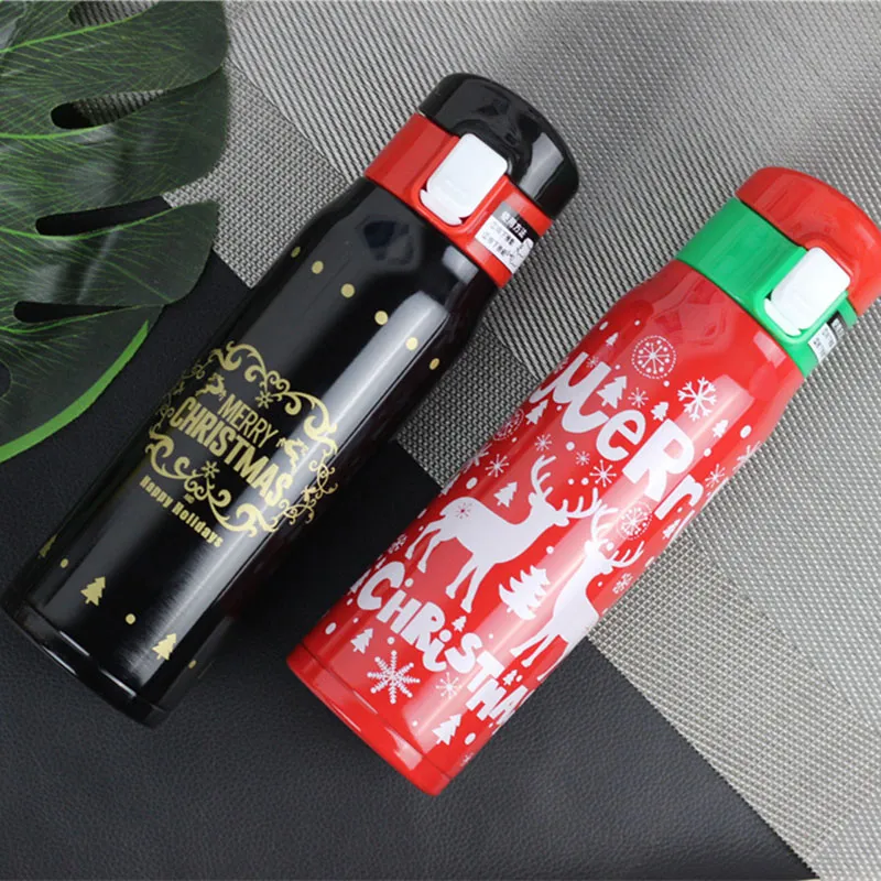 Bottiglia d'acqua natalizia da 500 ml Bicchieri thermos isolati sottovuoto in acciaio inossidabile Tazze per auto portatili Natale Compleanno Capodanno bambini Regali per studenti