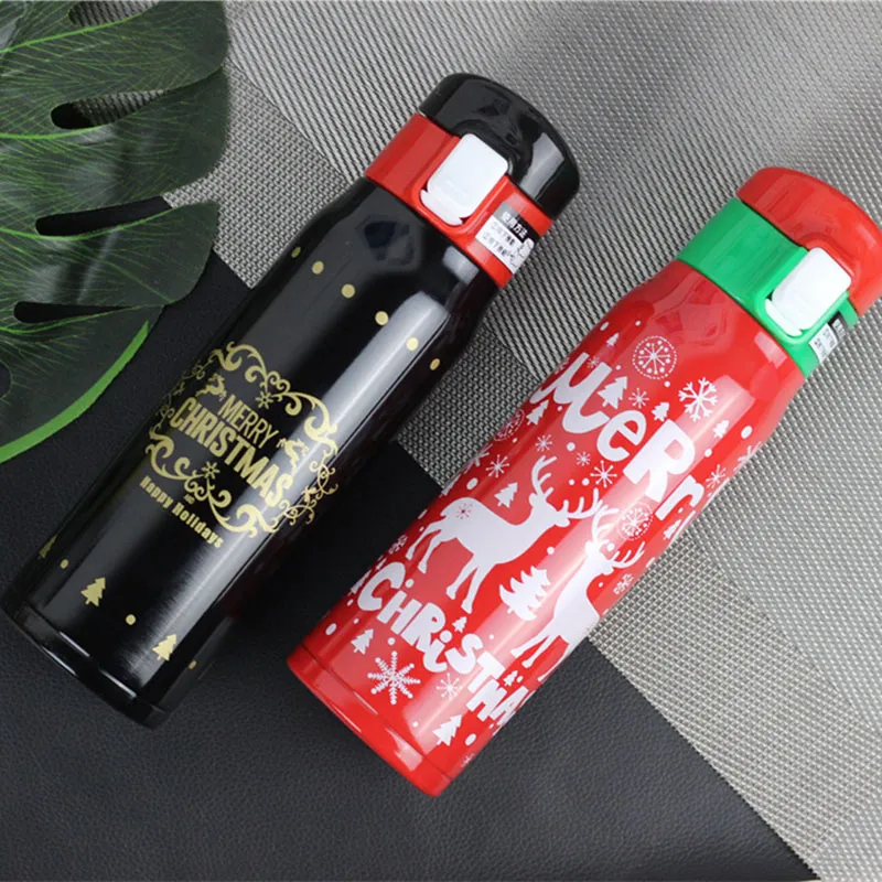 500ml Boże Narodzenie Butelka Wody Ze Stali Nierdzewnej Próżniowe Izolowane Thermos Tumblery Przenośne Kubki Samochodowe Xmas Urodziny Nowy Rok Dzieci Prezenty