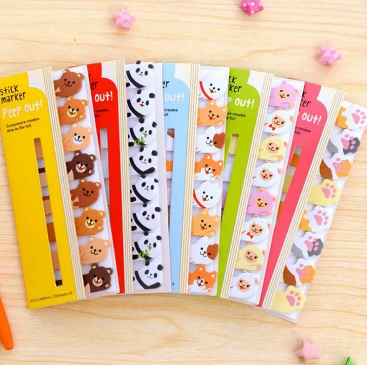 Atacado- notas Mini bonito de Kawaii dos desenhos animados animal pegajoso Memo Pads Papel Kawaii Animal Stickers Blocos Fixo LX1450