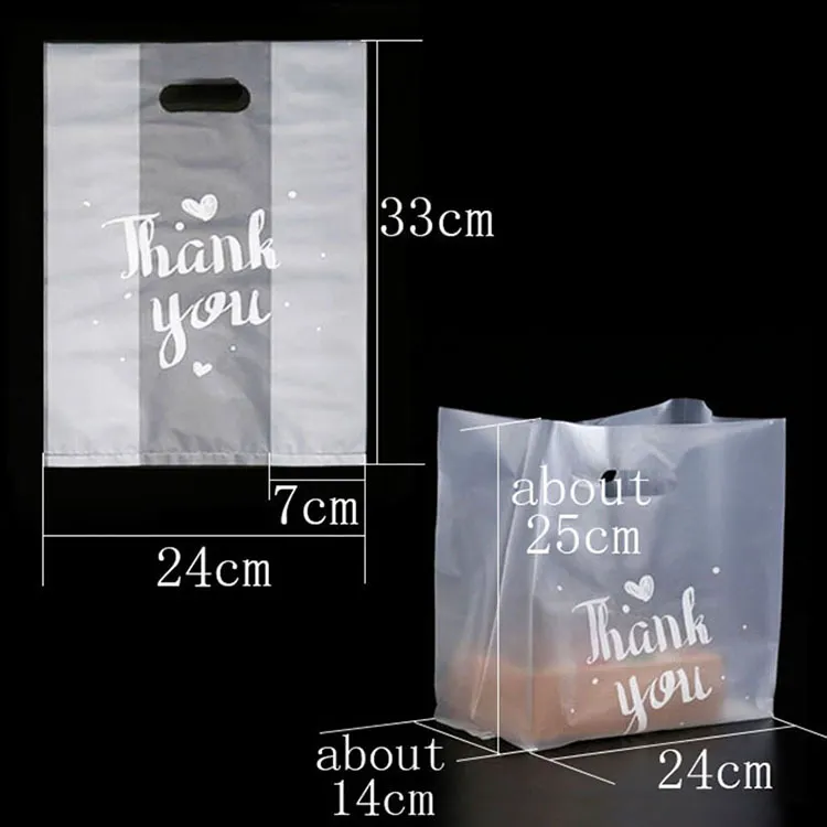 Thank You Plastic Gift Bag Bread Storage Shopping Bag with Handle Party Wedding Plastic Candy Cake Wrapping Bags WB2177