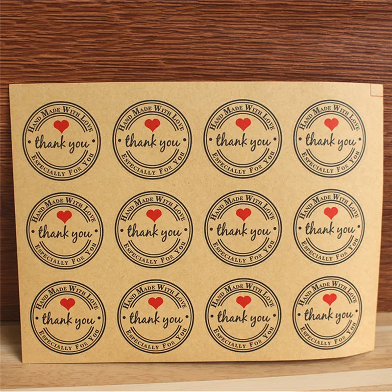 120 feuilles PCS10 Merci Red Love Love Selfadhesive Stickers Kraft Labels Cadeaux Coupy Round Labels Paper Sac de mariage Supplies7279323