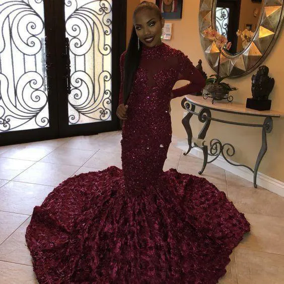 burgundy prom dresses 2022 Burgundy Puffy Sleeves Prom Dresses Satin Lisposa
