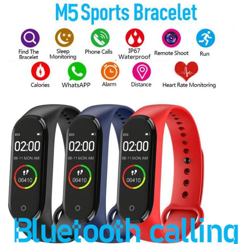 M5 Colorful Screen Smart Band Fitness Tracker Watch Sport bracelet Heart Rate Blood Pressure Smartband Monitor Health Wristband