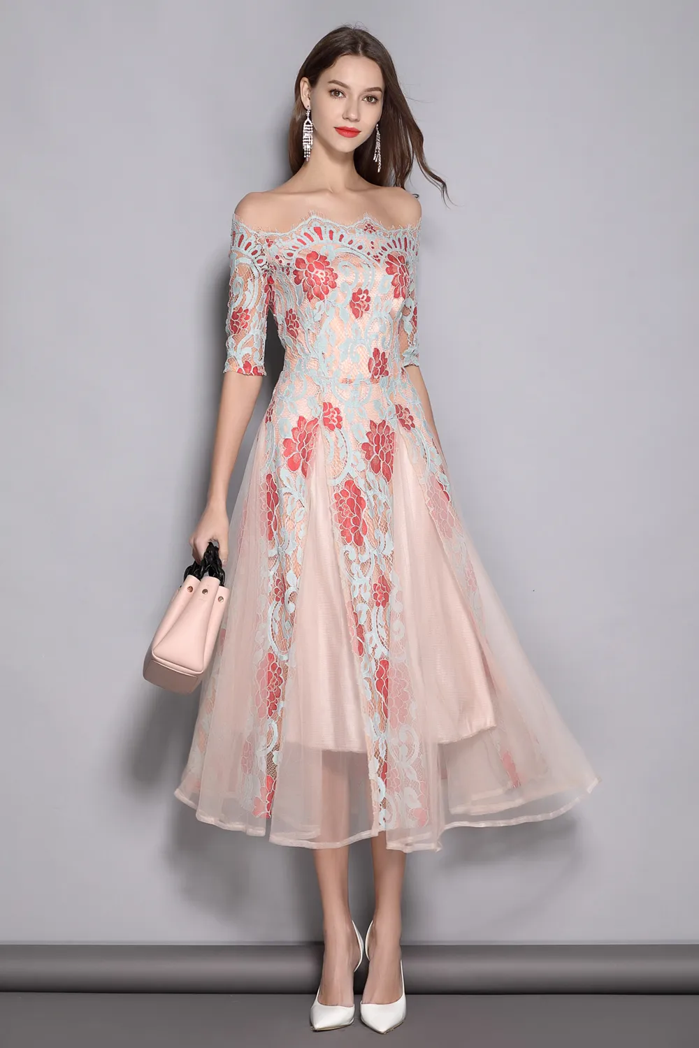 Womens Runway Designer Dresses Slash Neckline Embroidery Lace Elegant Floral Mid Calf Dresses From Xbeauty, $46.51 | DHgate.Com Womens Runway Designer Dresses Slash Neckline Embroidery Lace Elegant Floral Mid Calf Dresses From Xbeauty, $46.51 | DHgate.Com