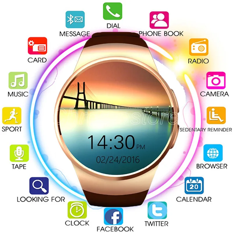 KW18 pour Samsung Galaxy S10 Bluetooth Smart Watch Support Moniteur de fréquence cardiaque Smartwatch pour Apple Huawei Android IOS Watch avec boîte de vente au détail