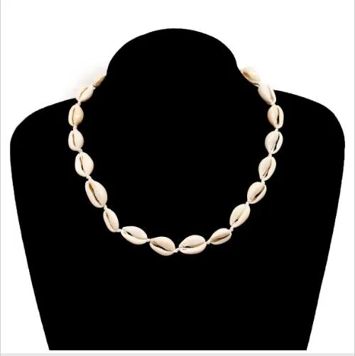 Nightclub Party Sea Shell Collar Choker Necklace Shellhard Boho Black Rope Seashell Pendant Necklaces Summer Beach for Women Men Jewelry