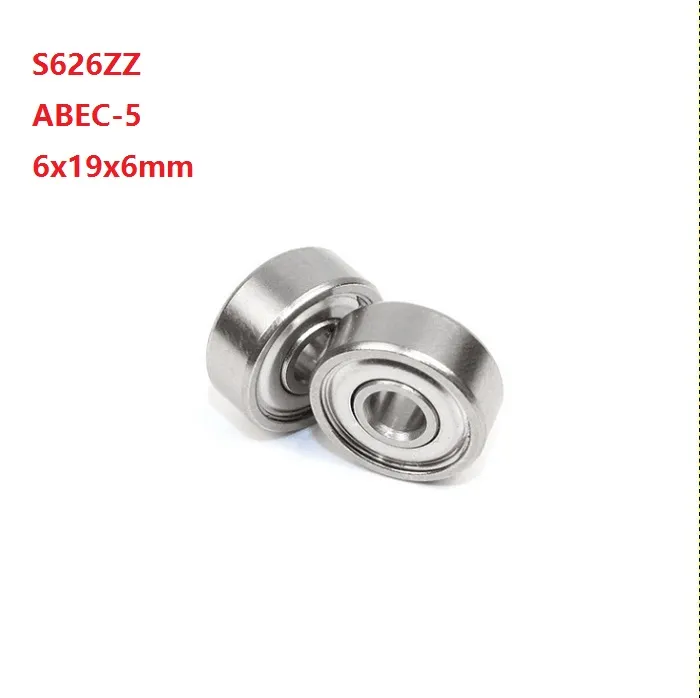 50pcs/lot Free shipping S626ZZ S626 ZZ 6*19*6mm Stainless steel Ball bearing Mini Stainless steel Deep Groove Ball Bearings 6x19x6mm