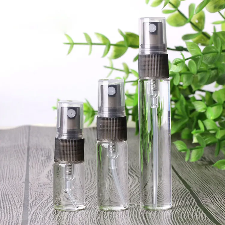 Transparente Sprühflaschen, 3 ml, 5 ml, 10 ml, Parfümspender, Spray, ätherisches Öl, Glasbehälter mit feinem Nebelzerstäuber