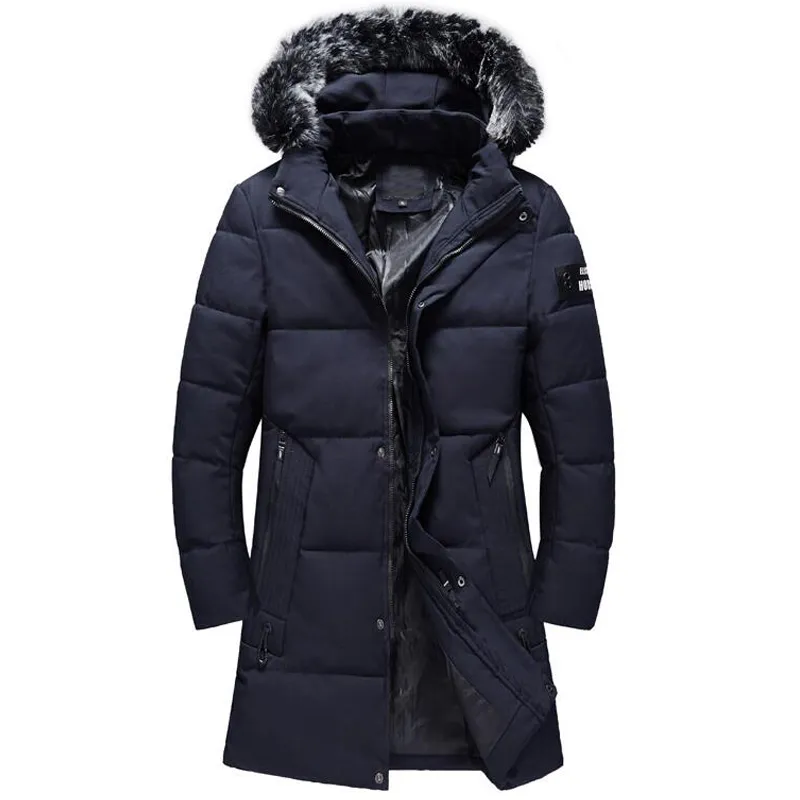 2019 abrigos de invierno para hombre chaquetas gruesas largas informales para hombre prendas de vestir para hombre cuello de piel a prueba de