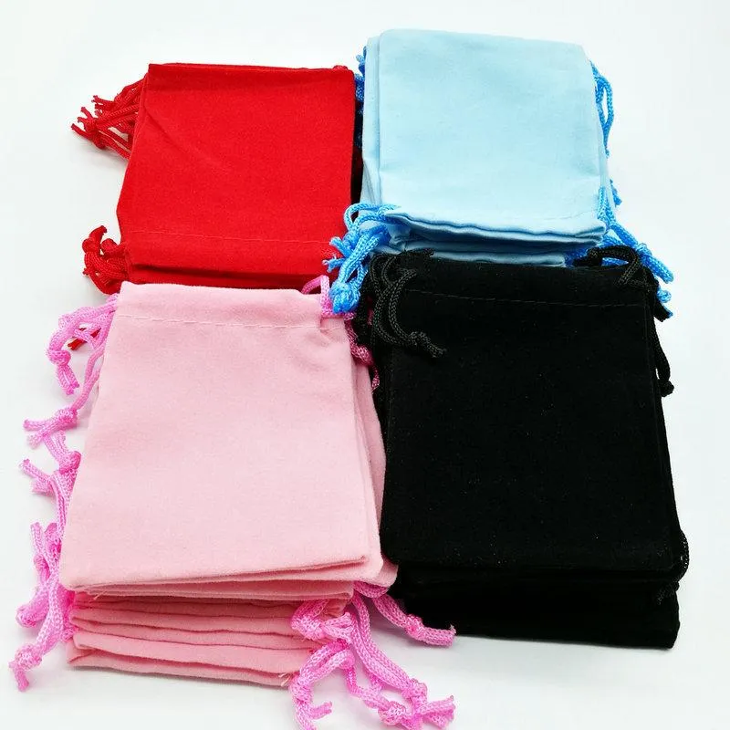 7x9cm fluwelen trekkoord pouch tas / sieraden tas Kerstmis / bruiloft cadeau tassen zwart rood roze blauw 4 kleur groothandel DHL gratis