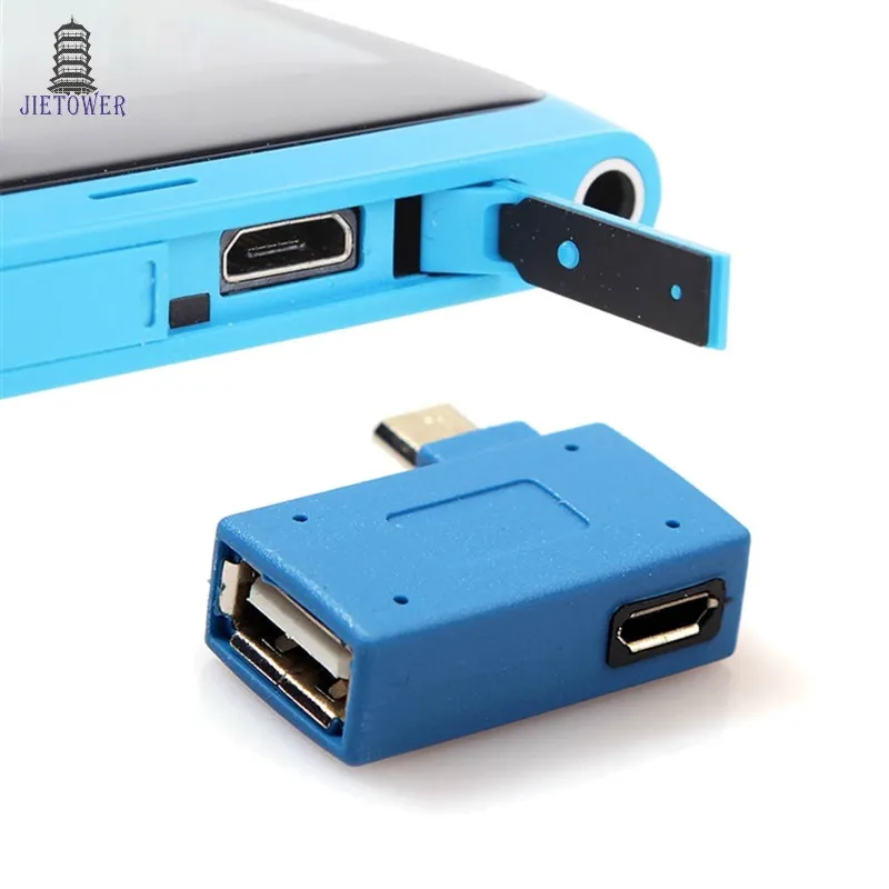 300 unids/lote Micro USB 2,0 OTG adaptador de host con alimentación USB tableta de teléfono móvil para Samsung Galaxy S3 i9300 S4 i9500 Note2 N7100 Note3