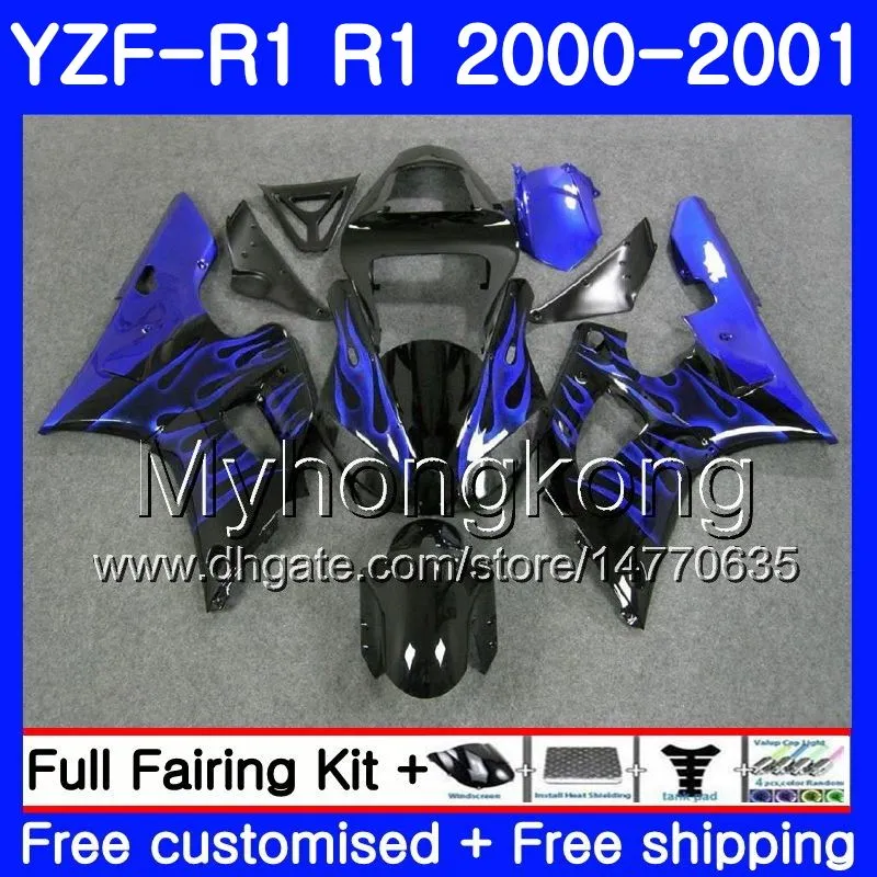 Body For YAMAHA YZF 1000 YZF R 1 YZF-1000 YZFR1 00 01 Frame Blue flames hot 236HM.22 YZF-R1 00 01 Bodywork YZF1000 YZF R1 2000 2001 Fairing