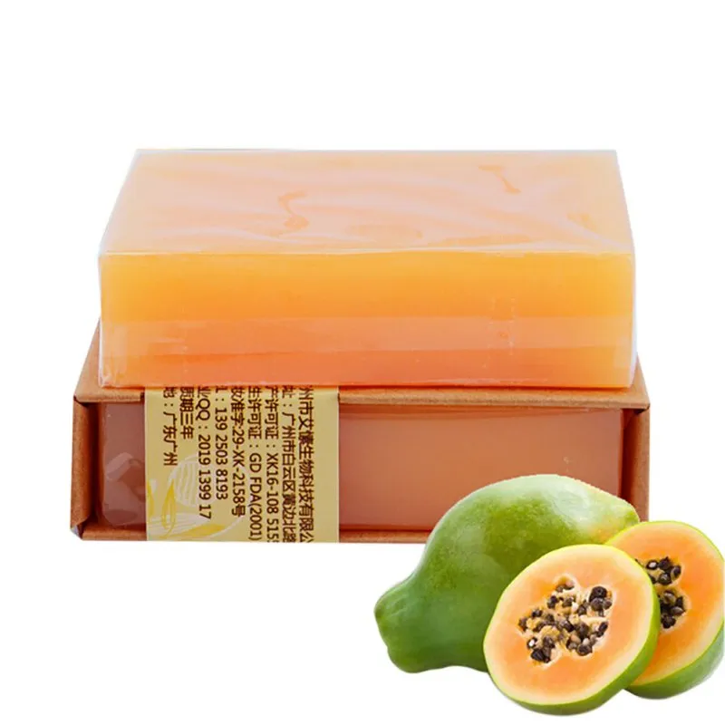 Naturale Organico A Base di Erbe Papaya Verde Sbiancamento Sapone Fatto A Mano Alleggerimento Della Pelle Rimuovere L'acne Idratante Detergente Sapone Da Bagno