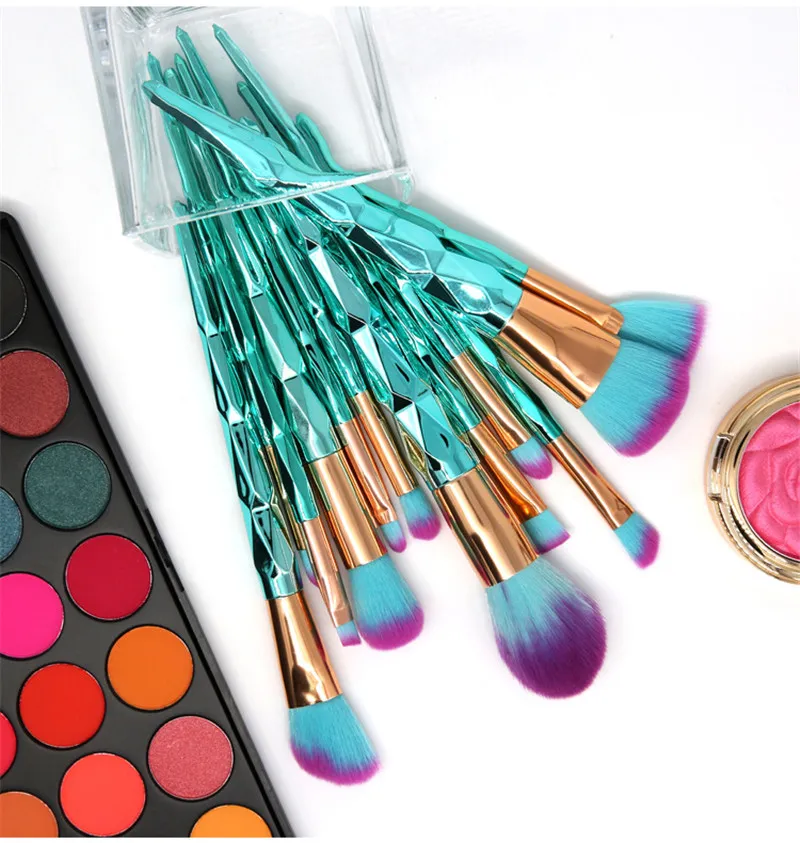 Hot Blue Brush Set Cream Power Professional Makeup Brushes Multipurpose