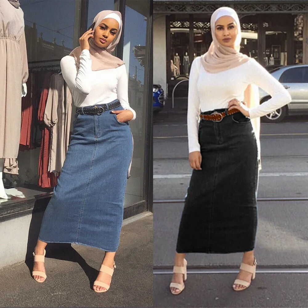 High Waisted Straight Bodycon Maxi Skirt For Women Denim