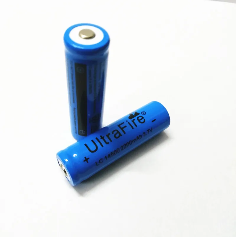 جديد 100 ٪ Blue Ultrefire 14500 بطارية 2200mAh 3.7 فولت بطارية ليثيوم قابلة للشحن لشحن فلاشليج المجاني