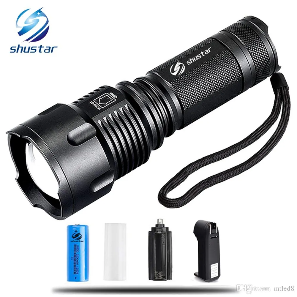 Poderoso LED Tactical Flashlight T6 10000 Lumens Zoomable Tocha impermeável para 26650 recarregável ou AA bateria