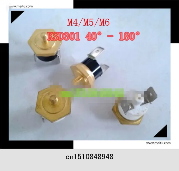 Freeshipping ceramic screw cap KSD301 M4/M5/M6 hexagonal head copper Screw KSD301 10A 250V 40C-150C 40 45 50 55 60 65 70 75 80 85 90 95 100