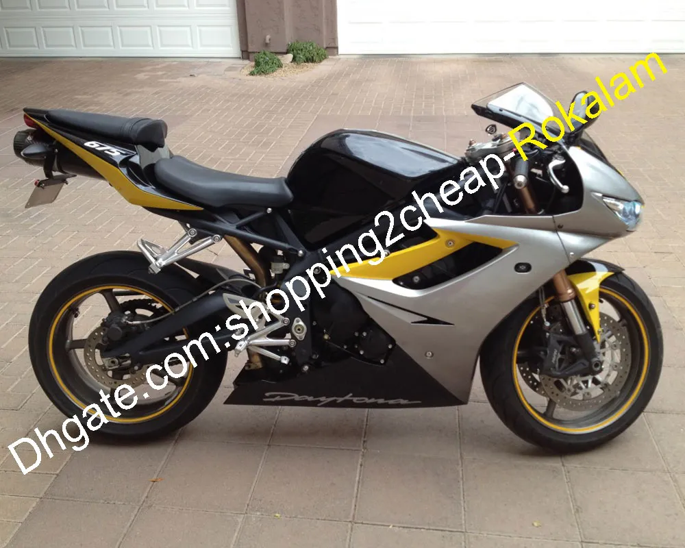 Per Triumph Daytona 675 2006 2007 2008 Daytona675 06 07 08 Argento Black Yellow Fairing Aftermarket Kit (stampaggio a iniezione)