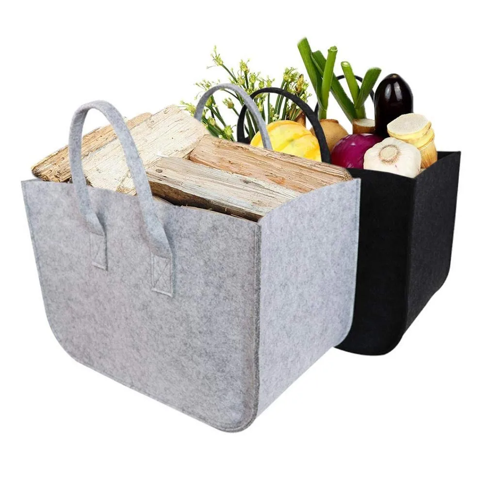 Large Firewood Basket,Storage Felt Shopping Basket Cloths Bag