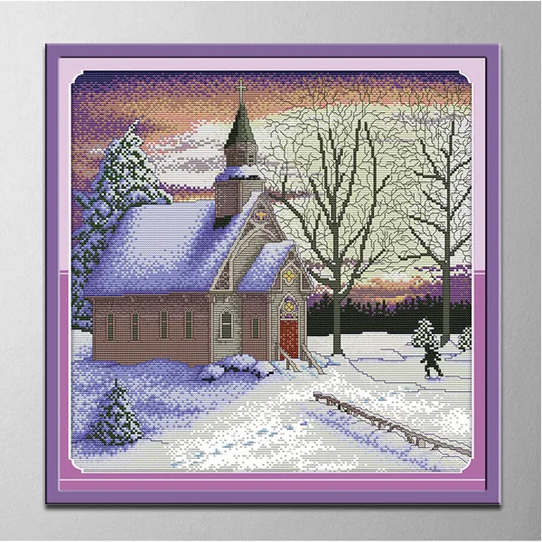 Mix 2 em 1 Igreja Handmade Cross Stitch Ferramentas Bordado Needlework Conjuntos Contados Impressão em Canvas DMC 14CT / 11CT