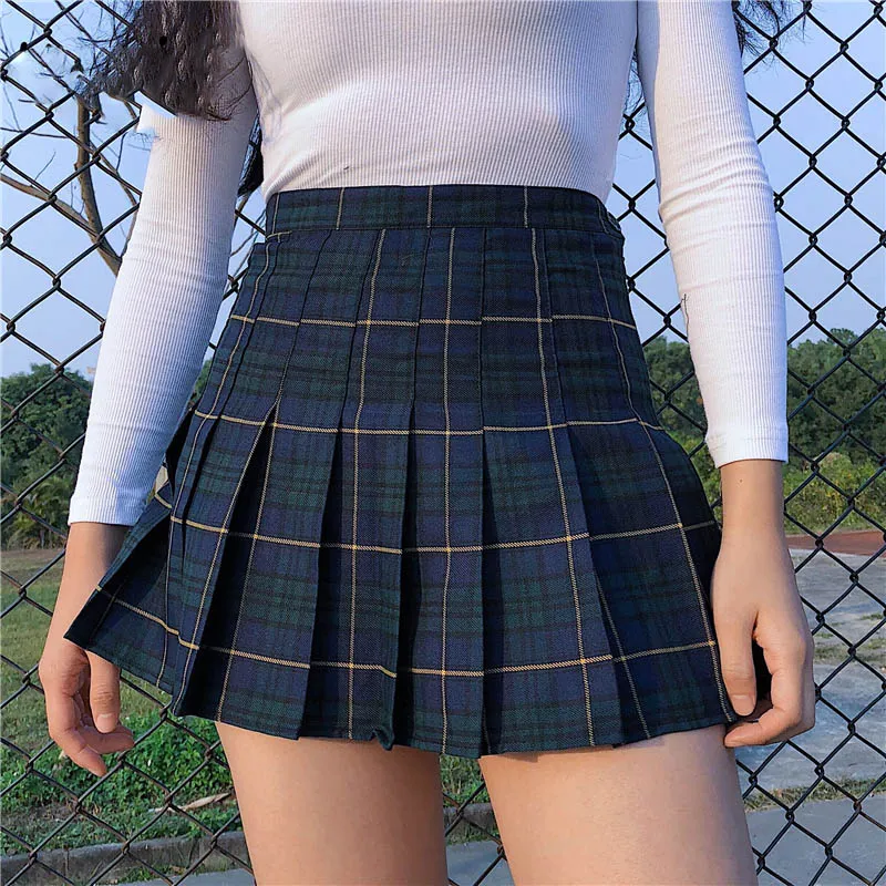 Harajuku Tartan Pink Women Skirt Sexy Plaid Pleated Skirts Fashion