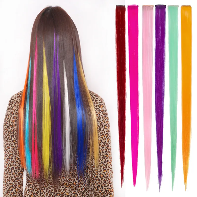 Extensiones de cabello liso de una pieza con degradado de color rizado a la moda al por mayor, 24 colores opcionales