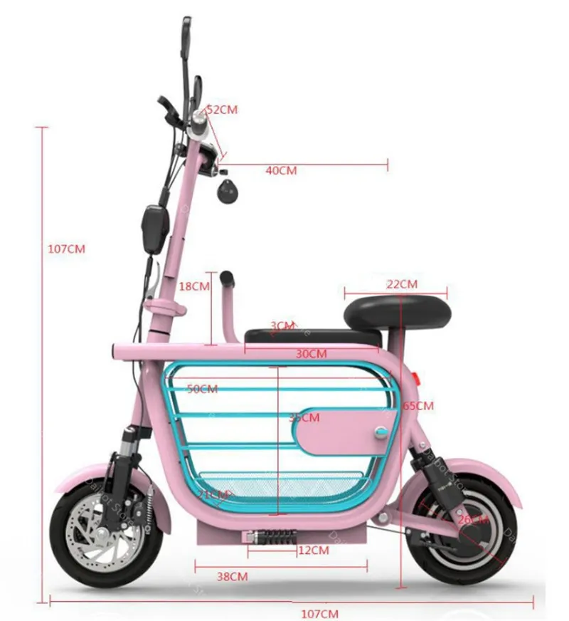 Electric Scooter for Girl Two Wheels Electric Scooters 48V 580W Portable WhitePink Mini Electric Bike For Kids Adults (20)