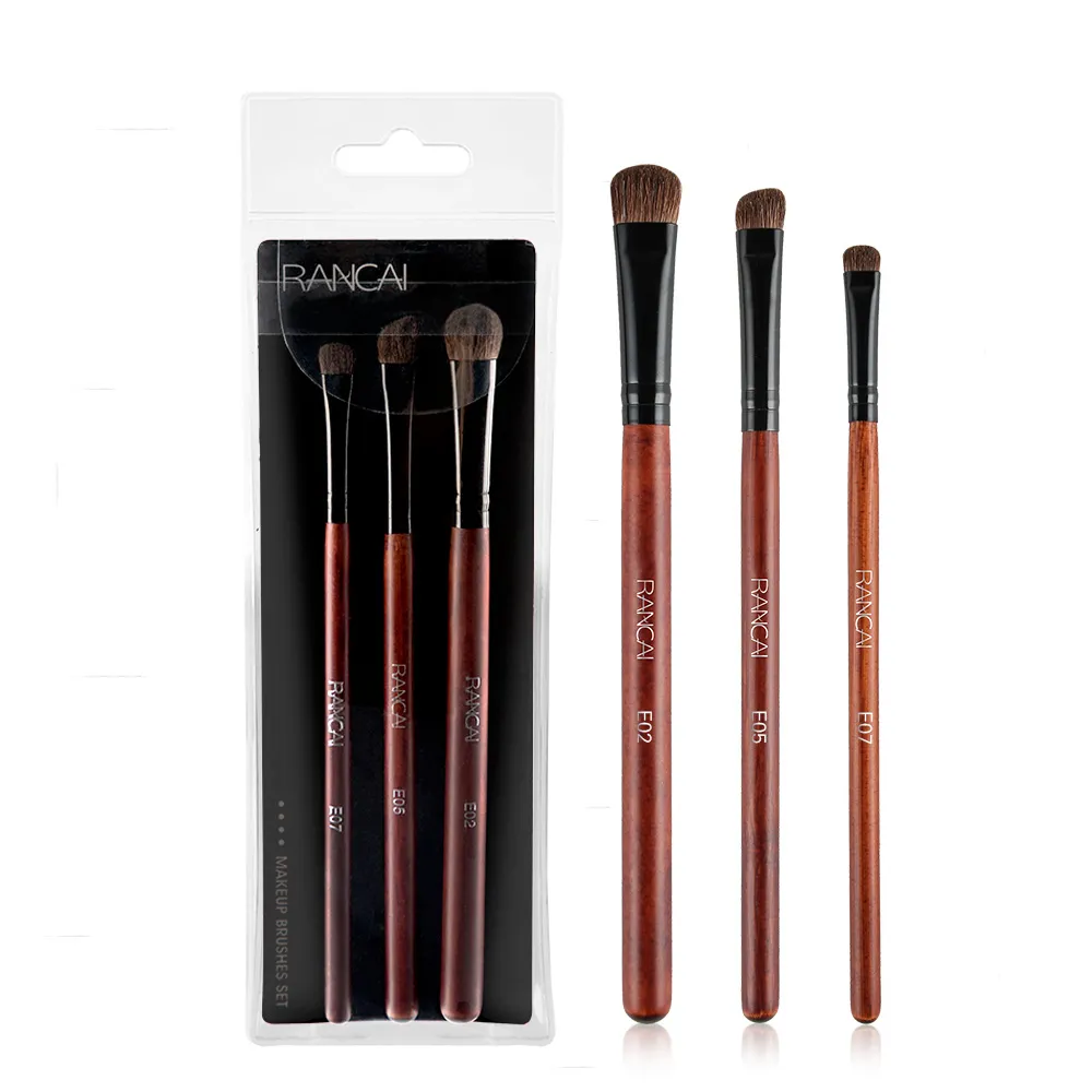 3pcs ögonskugga pensel uppsättning ögonskugga blandning trähandtag makeup borstar med häst hår kosmetika skönhet verktyg brocha de maquillaje