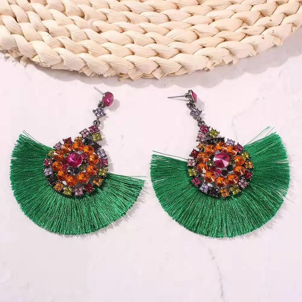 Atacado-l Dangle Brincos para Mulheres Designer de Luxo Diamantes Coloridos Brinco Jóias Bohemian Férias Praia Estilo 5 Cores Verde Rosa