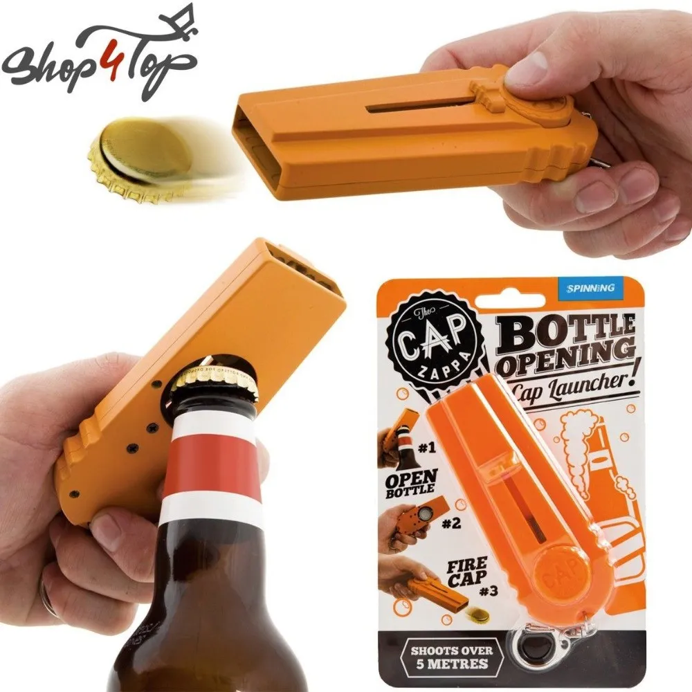 Originele Grappige GLB Zappa Fles Opening Cap Launcher Sleutelhanger, GLB-schieten Fly Bar Keuken Bierfles Opener Cap Launcher Sleutelhanger Gift