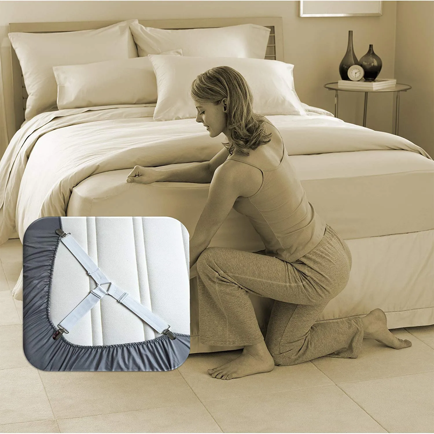 Crisscross Adjustable Bed Fitted Sheet Straps Suspenders Gripper Holder