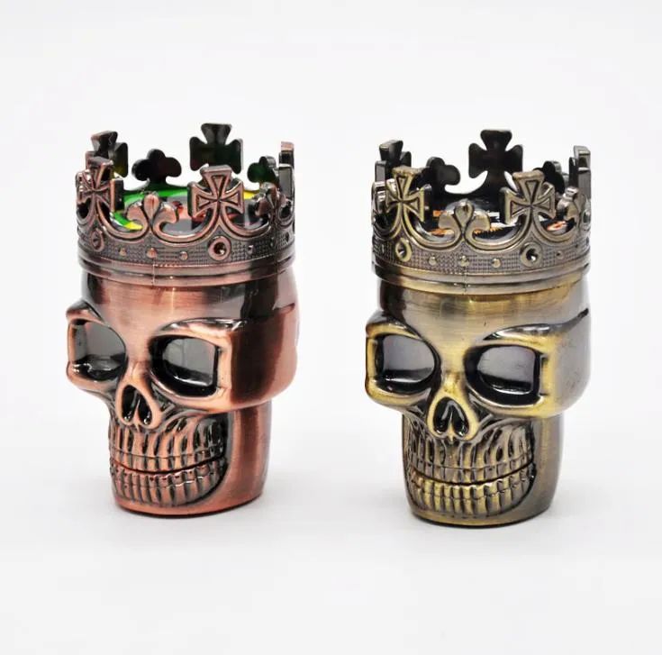 Skull shape double-layer smoke grinder 46 mm diameter metal smoke crusher