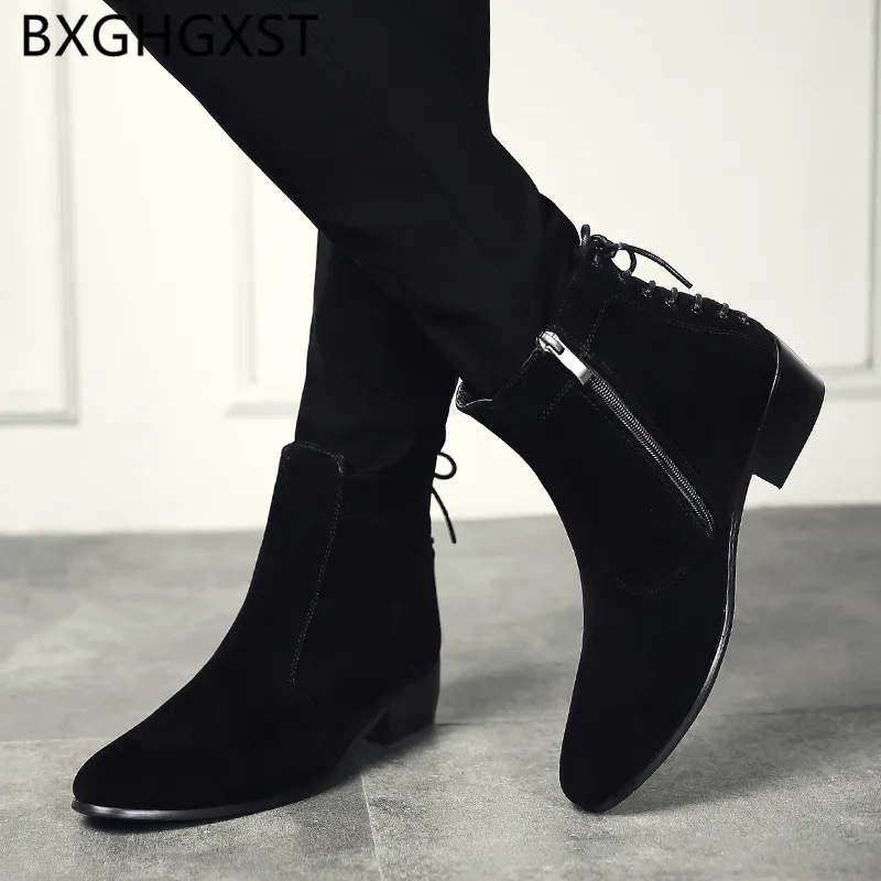 Mens platform heel boots hotsell