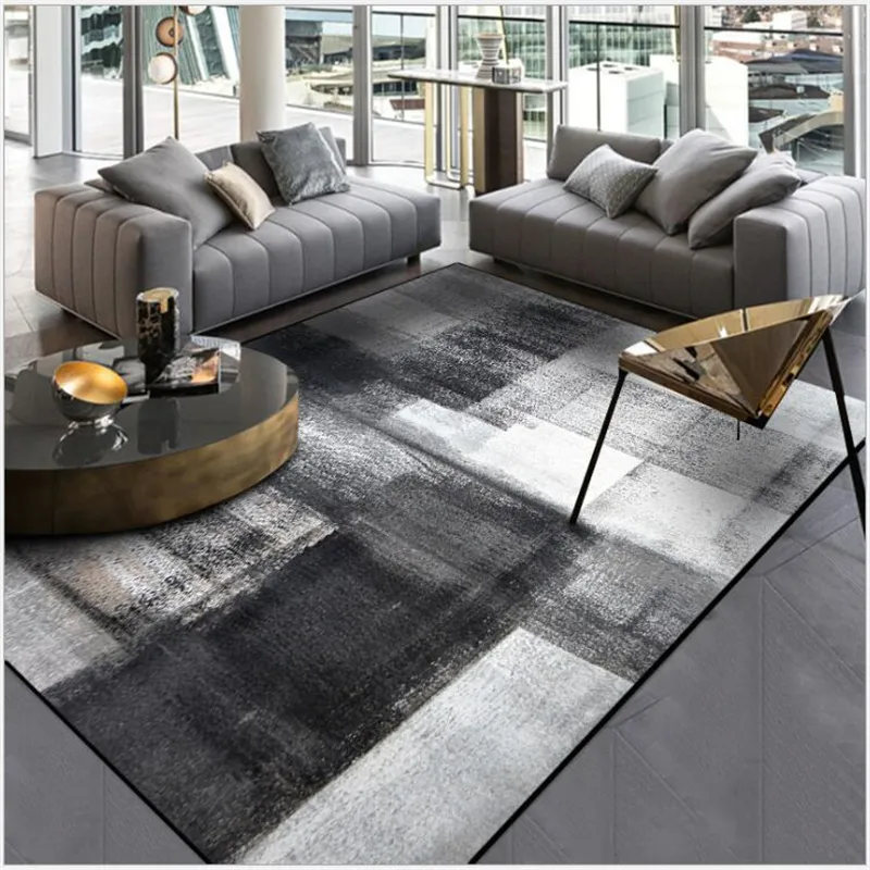 AOVOLL Simple Modern Abstract Chinese Ink Black Gray Carpet Bedroom Kitchen Door Mat Living Room Floor Mat Carpet Rug Bedroom