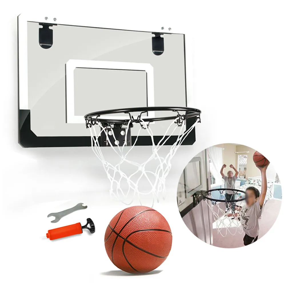 Transparent Sports Children Indoor Mini Basketball Hoop Set Shatterproof Backboard Rebounds With Ball Toy Steel Rim Wall Hanging