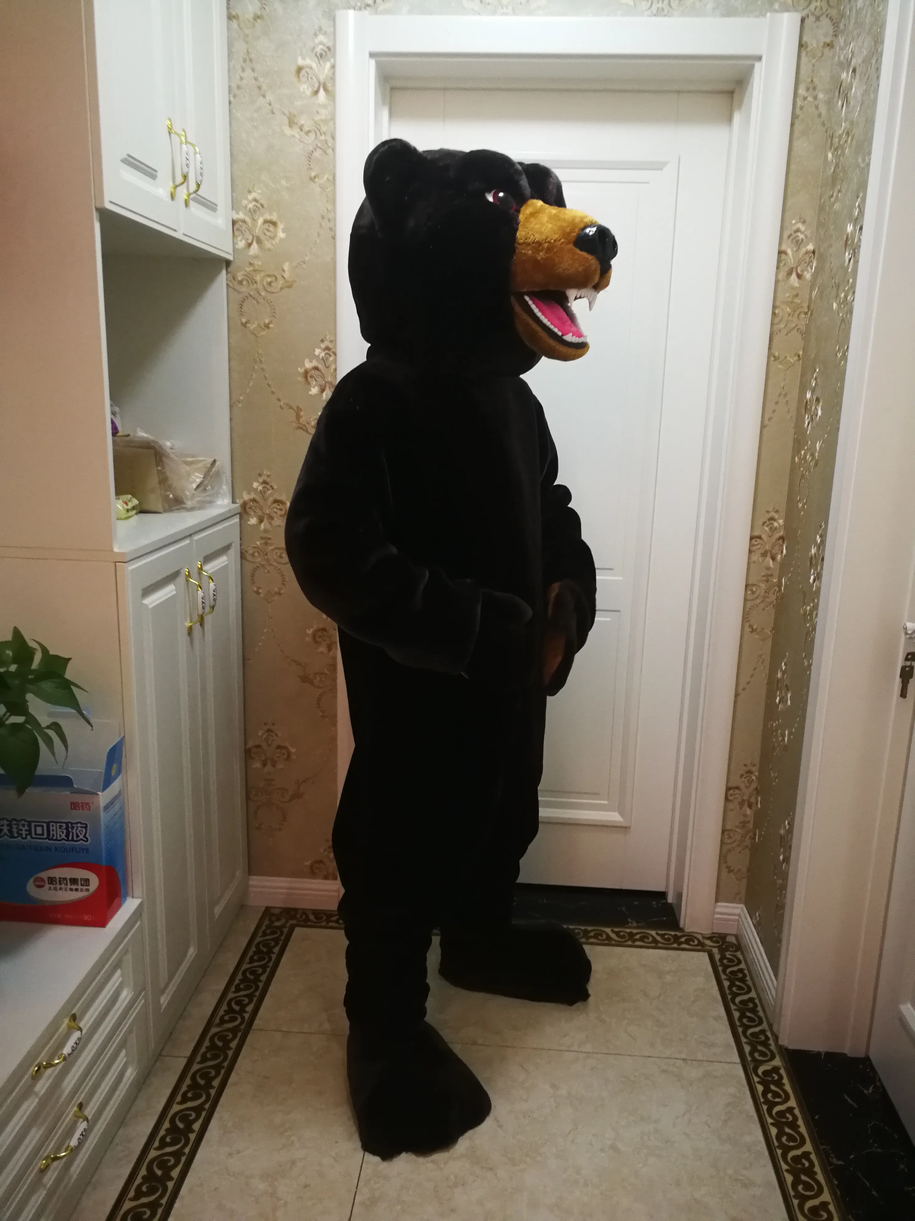 Högkvalitativ Black Bear Mascot Kostym Orangutan Fancy Carnival Costume Gratis frakt