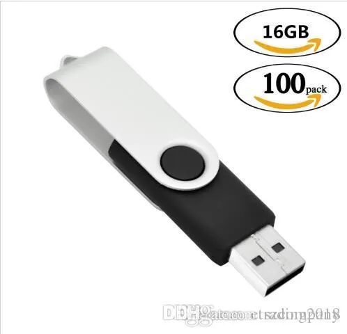 XH Black Bulk 100PCS Roterande USB 2.0 Flash Drives Thumb Pen Drive 64MB-32GB Memory Sticks Thumb Storage för dator Laptop MacBook Tablet