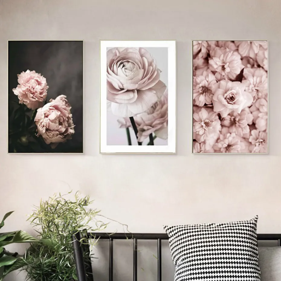 Romantische Moderne Roze Rose Flowers Canvas Schilderijen Posters Prints Valentijnsdag Gift Wall Art Picture Slaapkamer Home Decor