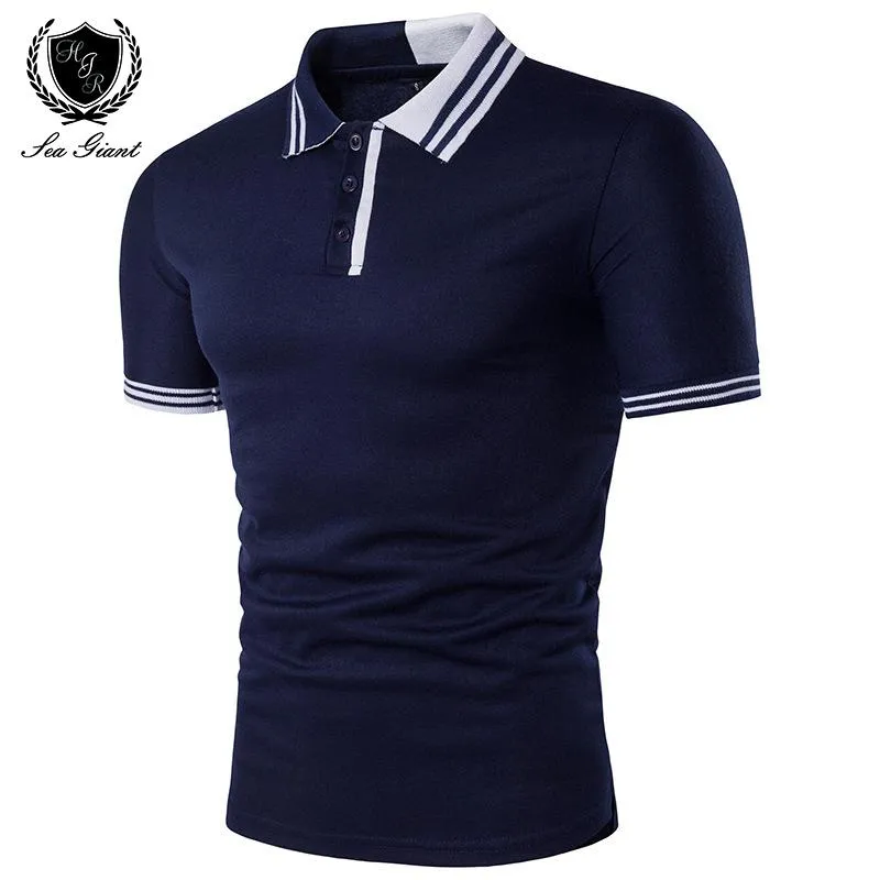 Casual Sommer Neue Marke Herren Poloshirt Kurzarm Feste Taste Zwei Nähte Persönlichkeit Design Männliche Kleidung Mann Polo Shirts trend