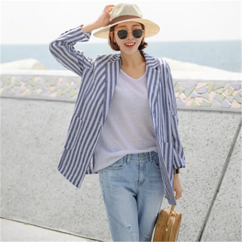 Casual cotton blazer womens cheap