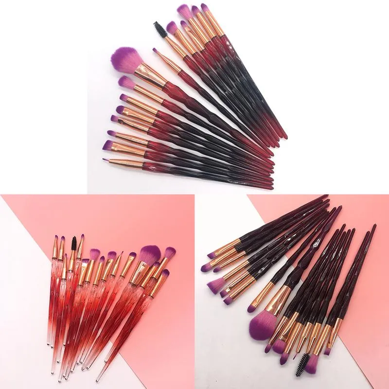 15 Pcs Diamond Handle Eye Makeup Brush Set Powder Foundation Eye Shadow Blush Blending Cosmetics Beauty Make Up Brush Tool Kits