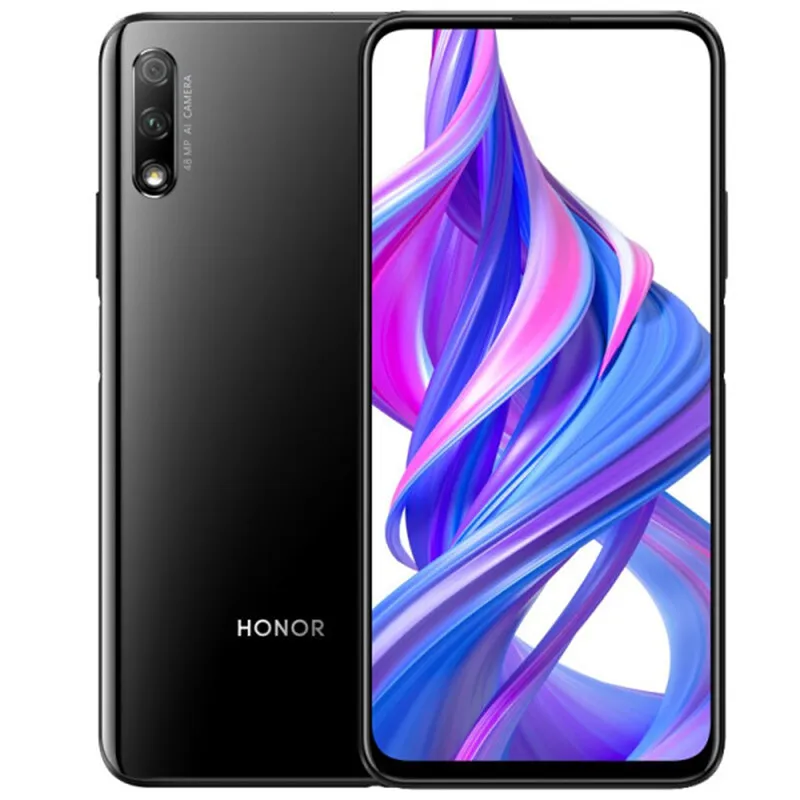 Oryginalny Huawei Honor 9x 4G LTE Telefon komórkowy 6 GB RAM 64 GB 128GB ROM Kirin 810 OCTA Core Android 6.59 "Pełny ekran 48.0mp AI Fingerprint ID 4000MAH Smart Telefon komórkowy