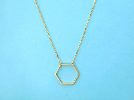Store celebration reward 1 Simple Hollow Line Hexagon charm pendant ...