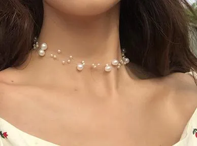 Vintage Pearl Choker Necklace For Women – Adjustable Imitation Pearl Layered Chain, Elegant Party Jewelry Gift - View #8