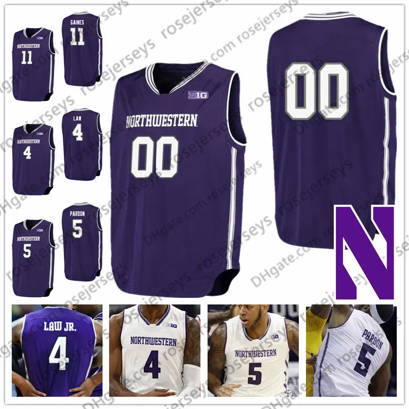 Niestandardowe Northwestern College Koszykówka Purple White Dowolna nazwa Numer 4 Vic Law Prawo Jr. 5 Dererk Pardon 14 Ryan Taylor 21 AJ Turner Jersey