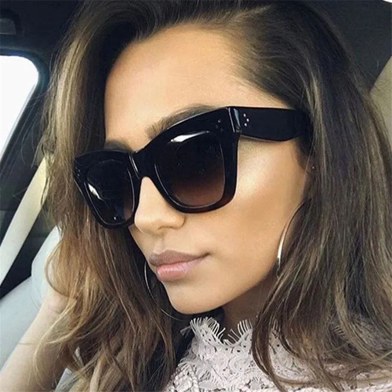 Großhandels-Klassische Cat Eye Sonnenbrille Frauen Vintage Übergroße Gradient Sonnenbrille Shades Weibliche Luxus Designer UV400 Sonnenbrille