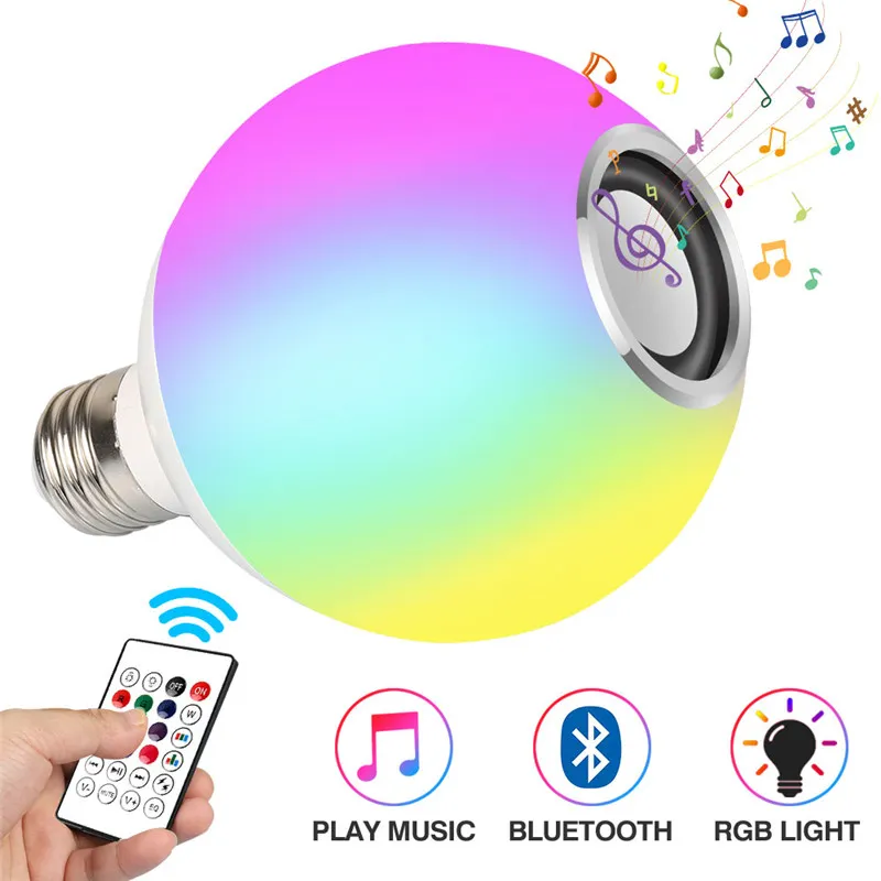 Ampoule LED avec haut-parleur et changement de couleur LED MUSIC BULB E27  12 W RGB Bluetooth couleur claire lecture sans fil musique lampe avec