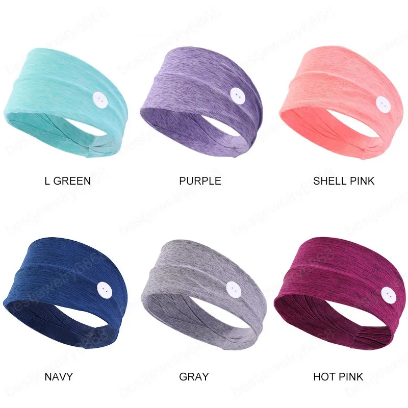 Sports Headband with Button Protect Ear From Pain Elastic Sweat Band Yoga Cycling Sports Sweatband Breathable Hair Band