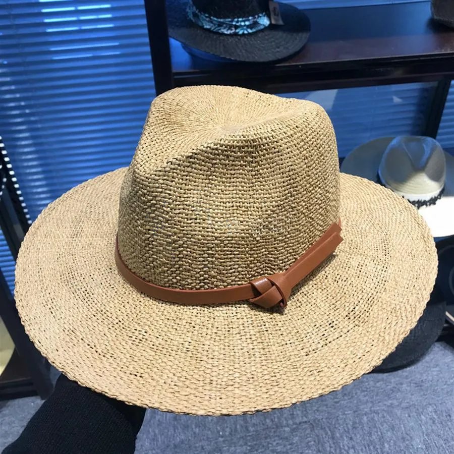 Männer Strohhut mit breiter Krempe Outdoor Fashion Frau gewebt Reise Strand Sonnenhut Kausal Fedora Panama ZZ